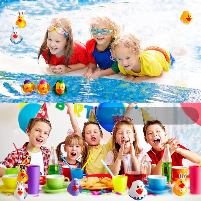 12Pcs Assorted Rubber Duck Easter Duck Toys,Small Rubber Ducks in Bulk for Jeep Ducking Baby Bath Toys Christmas Party Favors Supplies Decoration