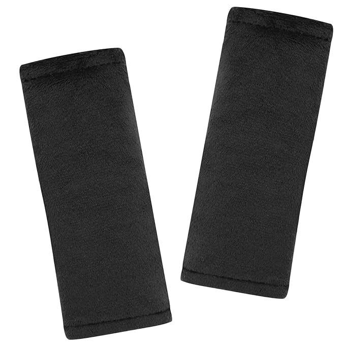 SWESEN Baby Car Seat Belt Covers for Boys and Girls, Carseat Shoulder Padding, Soft Car Seat Neck Cover, Mink Car Seat Straps Shoulder Pads, Solid Colour Stroller Strap Cover for Baby Kids, Black