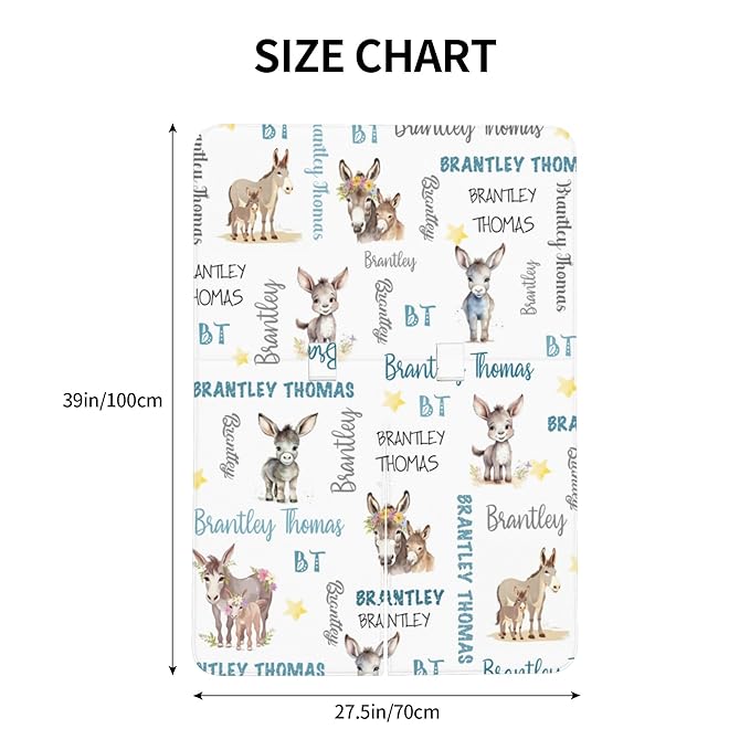 Custom Baby Car Seat Canopy Personalized Car Seat Covers with Name for Baby Boys Girls Customized Donkey Nursing Breastfeeding Cover Infant Carseat Canopies Newborn Minky Baby Blanket