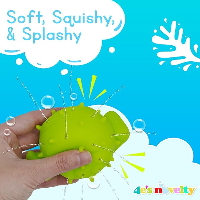 4E's Novelty Sea Animal Octopus Water Balls 4 Pack - Pool Toys Outdoor Activity Game Bath Tub Sensory Octopus Absorbent Splash Balls Bomb, Floating Swim Toys, Easter Basket Stuffers