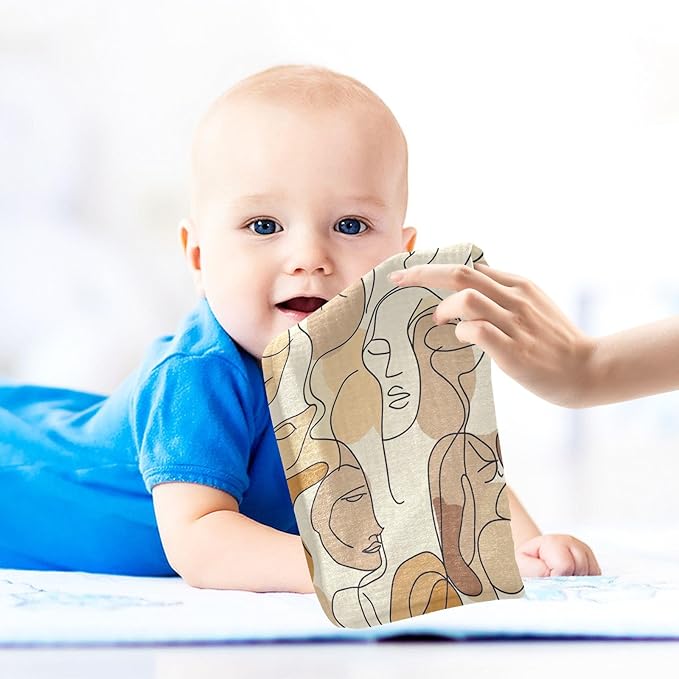 Bolaz Baby Gauze Towels for Kids Soft Handkerchief Newborn 100% Cotton Faces Drawings Absorbent 12x12 Inch 3 Pack