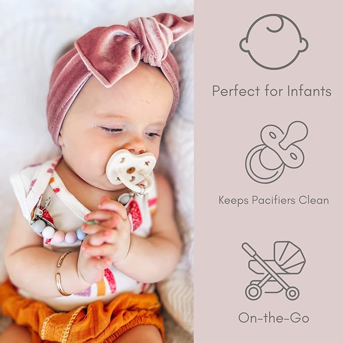 Ali+Oli Silicone Pacifier Clip for Baby (Thin Pastel) 100% Food-Grade BPA Free Newborn Pacifier Holder Infant Binky Clip for Baby Boy or Girl