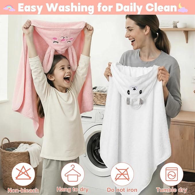 CandyHome 9 PCS Baby Bath Towels for Infants Toddlers, 3 PCS Animal Hooded Baby Towels & 6 PCS Washcloths Set, Ultra Absorbent Soft Cute Newborn Bath Essentials Gifts for Boys & Girls
