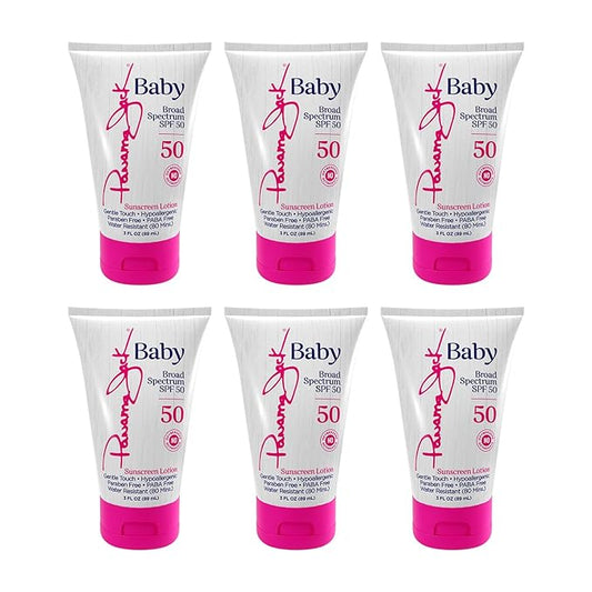 Panama Jack Baby Sunscreen Lotion - SPF 50, Broad Spectrum UVA/UVB Protection, Hypoallergenic, PABA, Paraben, Gluten & Cruelty Free, 3 FL OZ (Pack of 6)
