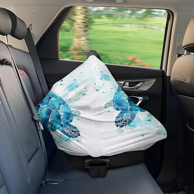 Sea Turtle Baby Nursing Cover & Nursing Poncho Multi Use Cover for Baby Car Seat Canopy,Shopping Cart Stroller Cover,Full Privacy Breastfeeding Coverage, Baby Shower Gifts for Boy&Girl