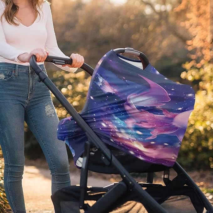 Axolotl Car Seat Covers for Babies, Galaxy Nursing Cover for Baby Infant,Carseat Canopy,Soft Breastfeeding Cove Baby Nursing Cover Easy to Install