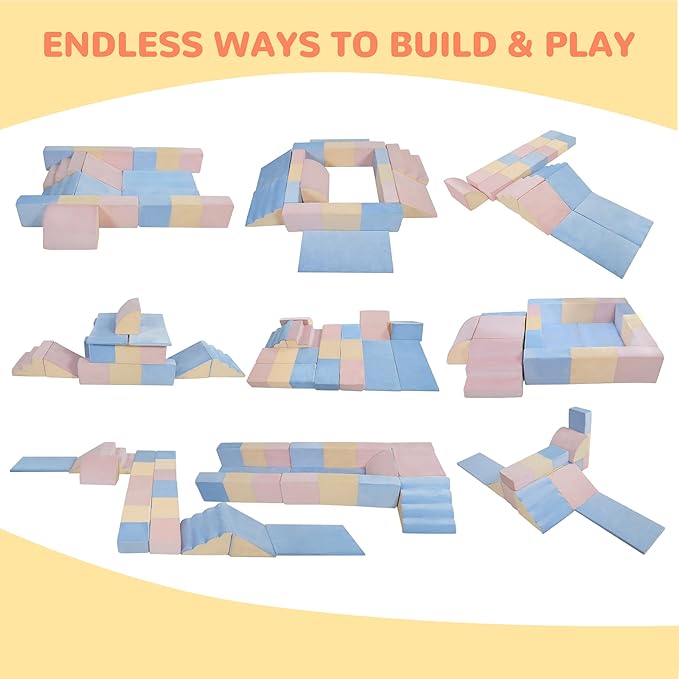 Toddler Climbing Toys Indoor, 11-Piece Soft Foam Play Set for Toddlers Kids 1-3, Baby Climbing Blocks with Slide, Ramp and Steps, Crawl and Climb Activity Gym, Lightweight, Easy to Clean Gift