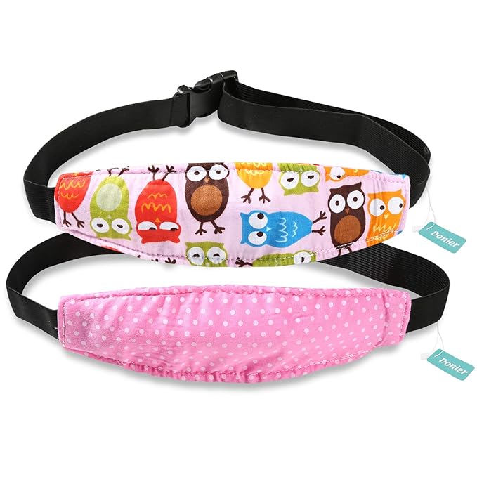 2 Packs Toddler Car Seat Neck Relief and Head Support, Pillow Support Head Band Easy Installation On Most Convertible Seats and Safety to Babies and Kids(Pink）