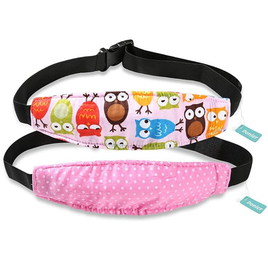 2 Packs Toddler Car Seat Neck Relief and Head Support, Pillow Support Head Band Easy Installation On Most Convertible Seats and Safety to Babies and Kids(Pink）