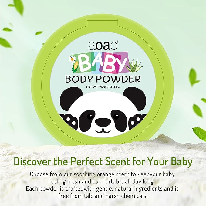 Baby Body Powder with Puff, Talc-Free Cornstarch with Zinc Oxide, Aloe, Vitamin E, Gentle Absorption for Diaper Area & Chafe Protection, Comfort Care for Rash-Prone Skin Wetness & Itch Relief, 5oz