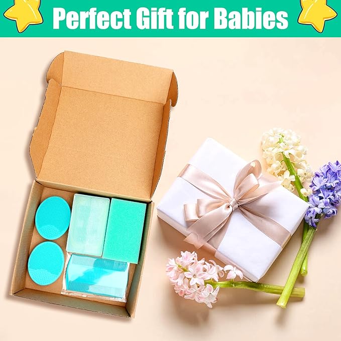 Cradle Cap Brush for Babies, 5Pcs Cradle Cap Treatment Set with Soft Bristle Brushes Silicone Scrubber Fine-Tooth Comb for Newborn Bathing Essentials Baby Brush and Comb Set (Green)