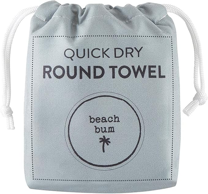 Stephan Baby Towels - Quick Dry Microfiber Infant or Toddler Beach Towel Round, 42-Inch Round, Grey - Beach Bum