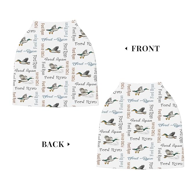 Personalized Car Seat Covers with Name, Mallard Duck Baby Canopy Carrier Cover, Breathable Breastfeeding Nursing Cover, Stretchy Multi-Use Infant Carseat Stroller Cover