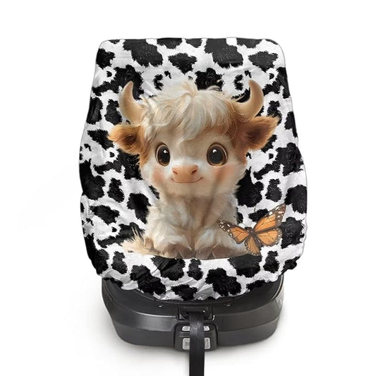 Car Seat Sun Shade Cover, Baby Car Seat Cover, Kawaii Highland Cow Car Seat Cooler, Keeps Your Toddler Baby Seat at a Cool Temperature, Baby Travel Accessories