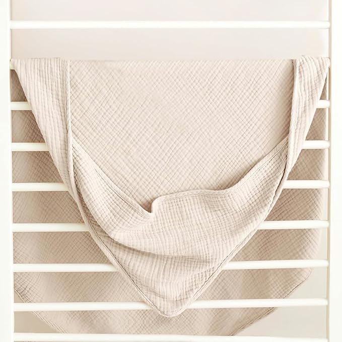 Cinaci 1pc Soft & Absorbent 100% Muslin Cotton Baby Hooded Bath Towel for Baby Girls Boys Newborns Infants Toddlers Kids (Cream)
