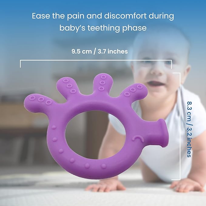 Gadgetime USA Silicone Finger Teether Toy - Handheld Teething Relief for Girls & Boys - Chew Toy - Stimulating & Soft Soothing Chew Toys - BPA Free (Purple)