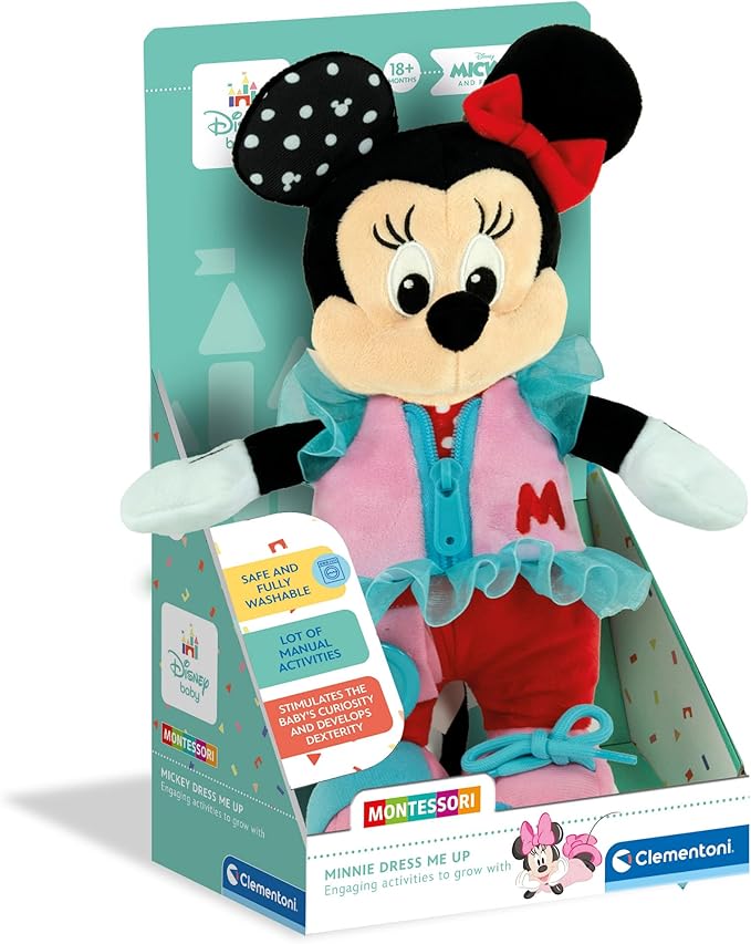Clementoni Disney Baby Minnie Dress Up Infant to Develop Fine Motor Skills and Manual Skills, Montessori Game 1 Year, Baby Toy 18 Months, Multicolor (17860)