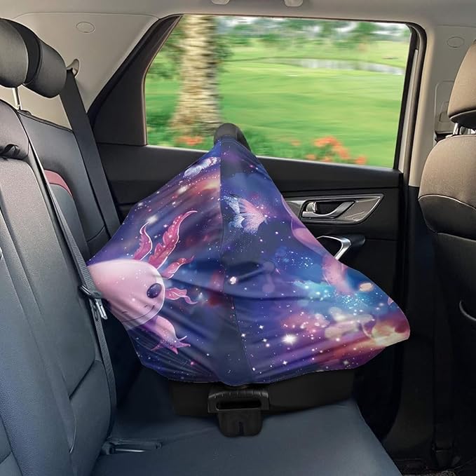 Axolotl Car Seat Covers for Babies, Galaxy Nursing Cover for Baby Infant,Carseat Canopy,Soft Breastfeeding Cove Baby Nursing Cover Easy to Install