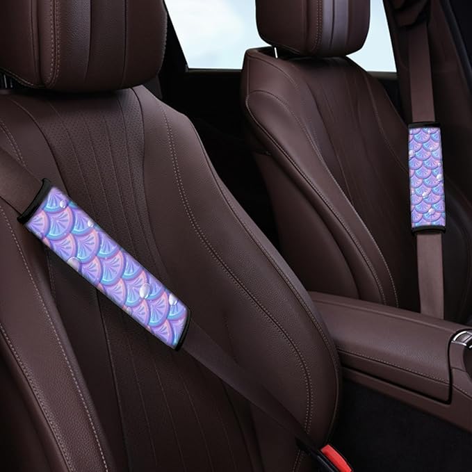 Mermaid Scale Car Seat Belt Cover Pad 2-Piece Super Soft Comfortable Shoulder Seatbelt Pads Cushions