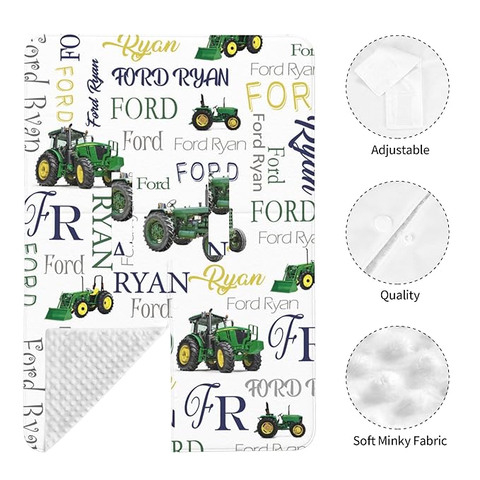 Personalized Car Seat Covers for Babies Custom Name Car Seat Canopy for Newborn Baby Boys Girls Mom Nursing Breastfeeding Covers Farm Tractor Minky Baby Carrier Covers with Peekaboo Opening