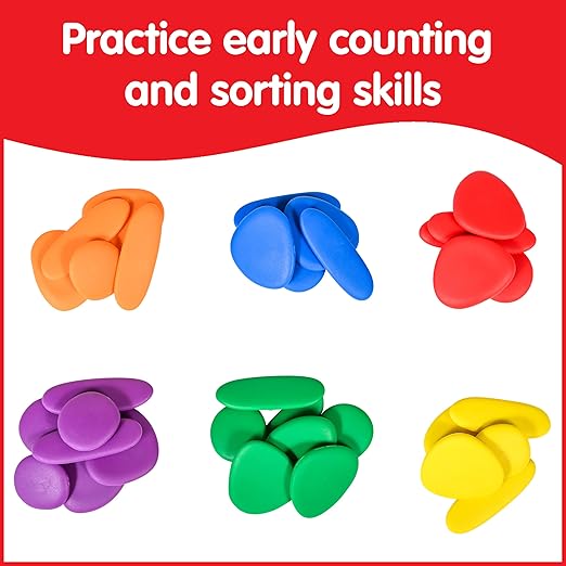 Rainbow Pebbles - Junior - Mini Jar - Ages 18m+ - The Original Sorting and Stacking Stones - First Counting and Sorting Toy