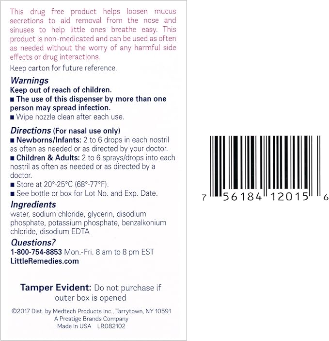 Little Remedies Infant Gas and Nose Solutions (1- 0.5 oz Saline Spray and Drops, 1- 4 oz Fast Acting Gripe Water)