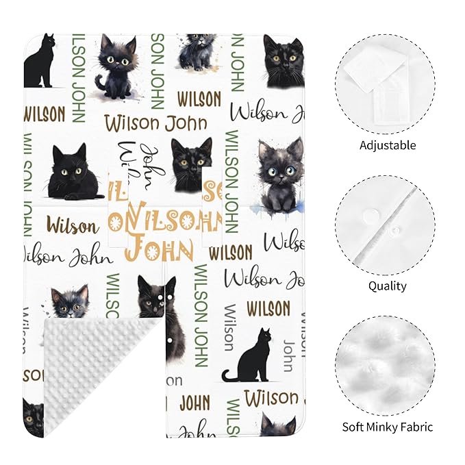 Personalized Baby Car Seat Canopy with Name Custom Minky Cat Car Seat Covers Nursing Cover for Breastfeeding Multi-Use Cover Infant Carrier Carseat Winter Cover for Newborn Girls Boys
