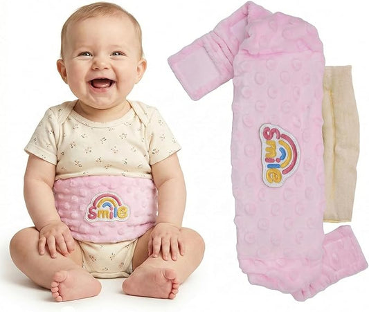 Colic and Gas Relief for Newborns and Infants, Flaxseed Heated Tummy Wrap, Microwaveable Baby Swaddling Belt with Warmth, Natural Relief for Upset Stomach in Babies and Toddlers(Pink)