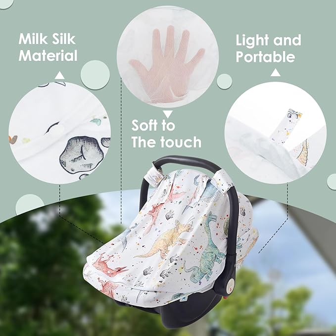 Baby Car Seat Cover, Infant Carrier Canopy for Boys Girls with Two Way Zipper Windproof 3 Modes with Extra Large Mesh Window for Stroller Car Seat (Style 1)