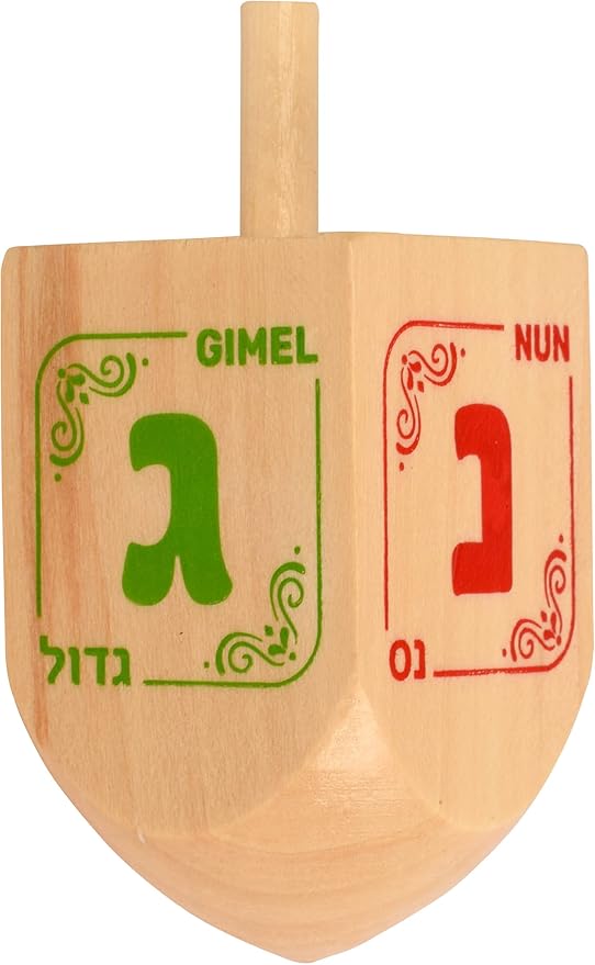 Izzy 'n' Dizzy Hanukkah Dreidels - Extra Large Natural Wooden Dreidel - 2 Pack