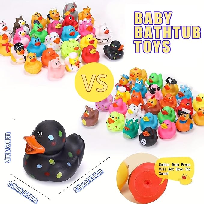 LINICE 50 Pcs Rubber Ducks, Random Assortment Ducks Bulk, Mini Rubber Duckies for Toddler Baby Bath Toys, Kids Bath Pool Toys Birthday Gifts Party Favors