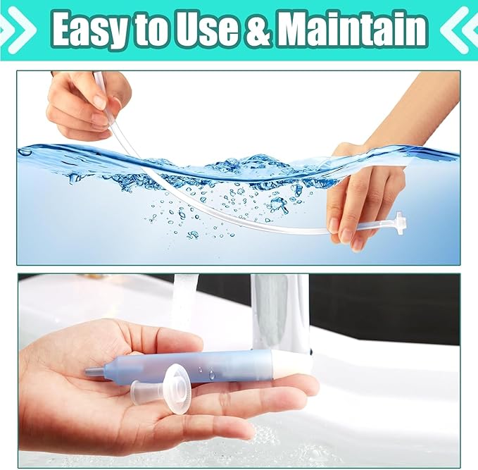Nasal Aspirator for Baby, Nasal Congestion Relief Nose Cleaner with 2 Silicone Tips 25 Hygiene Filter for Babies Infants Toddlers Boys Girls (Blue)