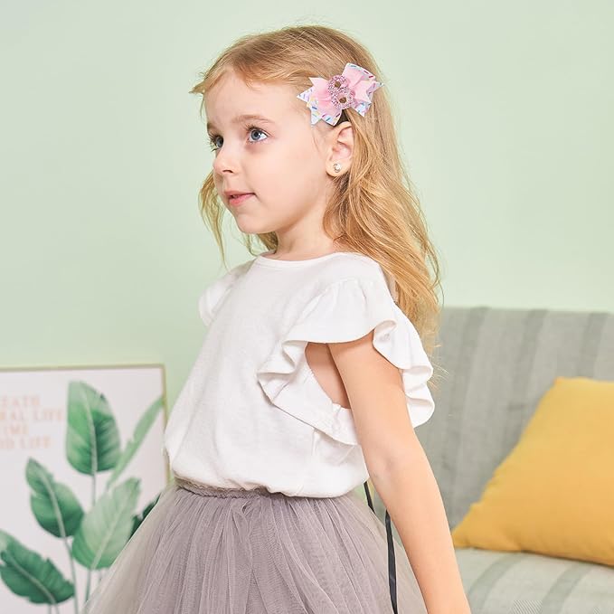 Birthday Hair Bow Hair Clips for Girls 1 2 3 4 5 6 Years, Baby Girl Accessories Bow Birthday Decorations, Pink Baby Girls Ice Cream Hair Bows Clips for 6th