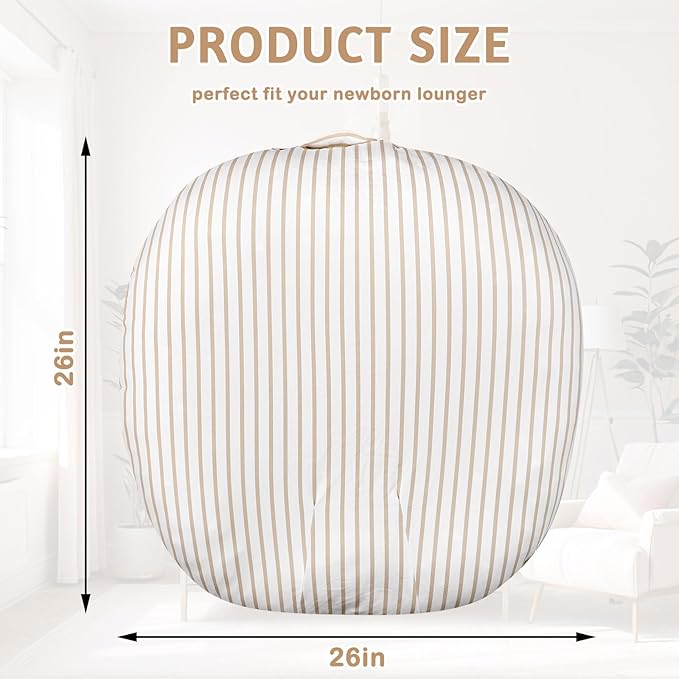 Newborn Lounger Cover for Girls Boys, Removable Soft Baby Lounger Cover 1 Pack, Reversible Infant Lounger Cover Fleece, Light Brown (Only Cover)