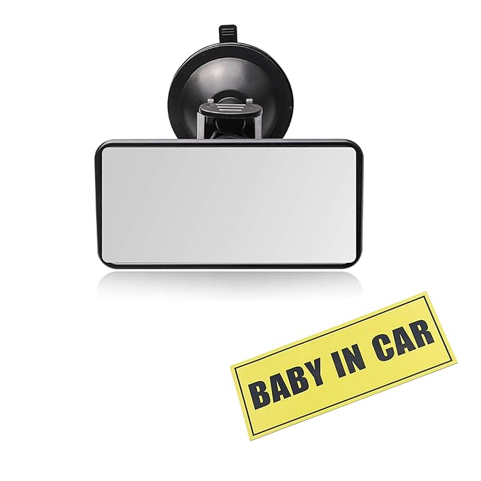 Rear View Mirror for Backseat with Baby- in- Car Sticker, Interior Car Suction Cup Windshield Mirror Strong Sucker Flat Rear View Mirror for Baby Infant Child New