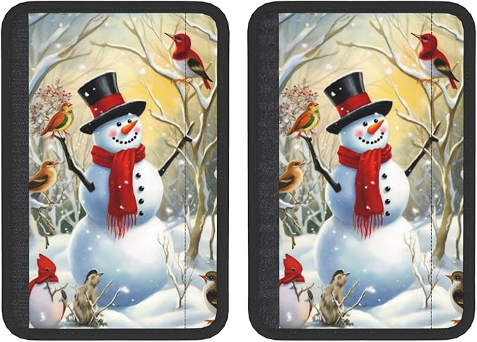 Birds Snowman Winter Seat Belt Cover Fits Cars Trucks SUV Sedans Sweat Absorption Car Seatbelt Strap Cover, Christmas Snowflake Auto Interior Accessories Protector