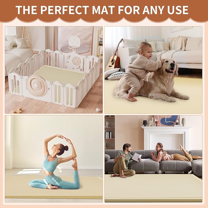 Baby Play Mat for Floor - 1.4" Thick Memory Foam Rug, 50"x50" Playpen Tummy Time Mat, Soft Velvet Nursery Rug, Large Padded Crawling Mat, Cushioned Pads for Playroom Toddlers, Infants, Yoga, Tatami