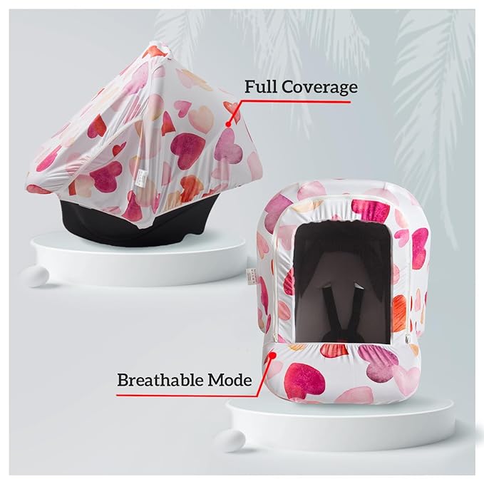 Baby Car Seat Canopy Cover, Breathable Sun Shade, Full Privacy for Newborns & Infants, Universal Fit for Boys & Girls