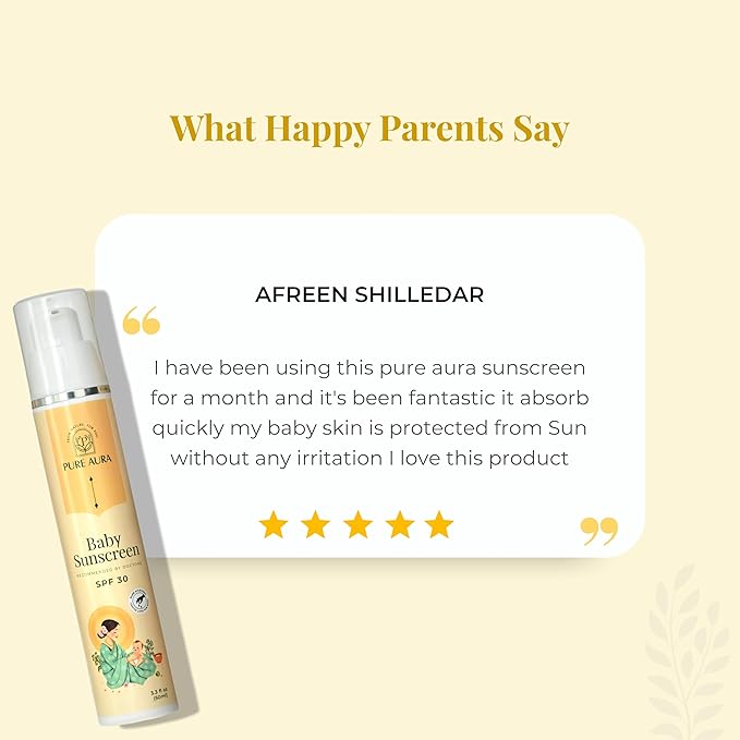 Baby Sunscreen 50 gm | SPF 30 Kids Sunscreen | 100% Mineral & Ayurvedic | Chemical-Free | Outdoor Safe | Sensitive Skin Friendly | Doctors Recommended | 6M to 8 Yrs