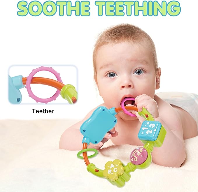 Ryotagift Baby Bilingual Musical Elephant Stuffed Animals Toys,Infant Early Learning Toy with Light-Up Music & Crinkle,Tummy Time Toys for 0 3 6 9 12+ Months for Baby Boy Girl Gift,Green