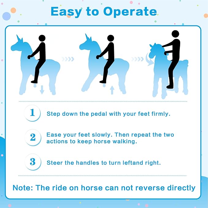 Ride on Alpaca Toys for Kids, Ride on Toy for 4 to 9 Years Old, 36.6'' Height Riding Horse Rider Mechanical Walking Action Plush Animal, No Battery or Electricity, Max Load 165LBS - White