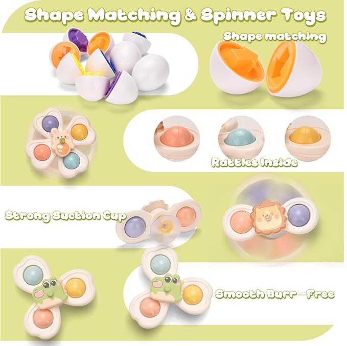 Baby Toys 6 to 12 Months 7 in 1 Montessori Teething Toys Sorting Sensory Educational Learning Gift for Toddlers Aged 1-3