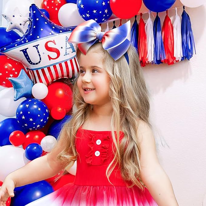 4th of July Newborn Hair Accessories: Toddler Bows, Infant Cheer Bows, Head Wraps, Red Headband - Gifts for Baby Girls