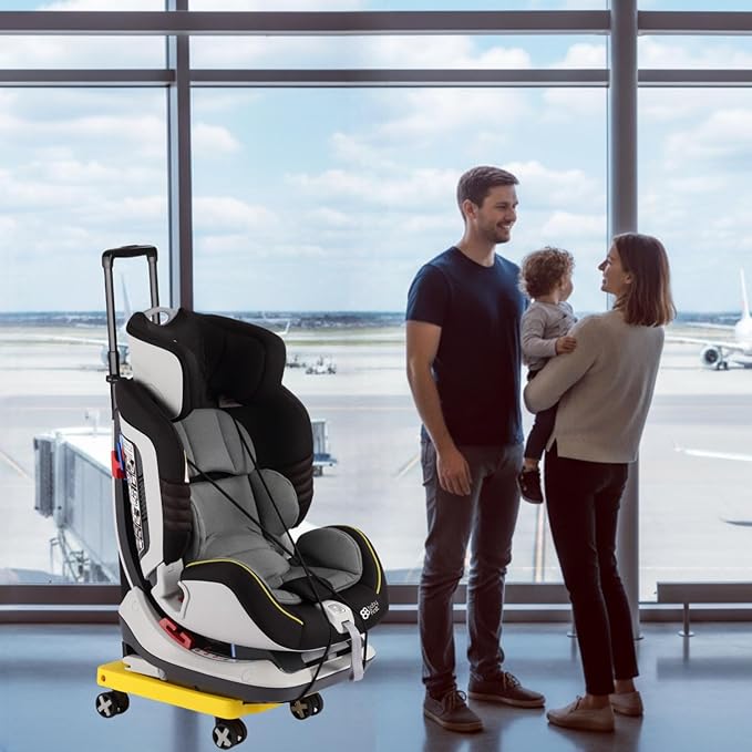Car Seat Dolly for Airport Folding Car Seat Travel Cart for Airplane - Car Seat Roller with Wheel Cart Carrier with Straps Foldable Luggage Trolley Folding Hand Truck Dolly for Moving