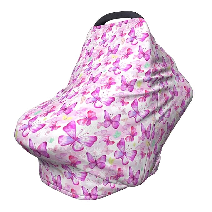 Butterfly Baby Car Seat Covers Canopy Covers Baby Multi-Use Car Seat Canopy Carrier Cover, Breathable Breastfeeding Cover Boys & Girls