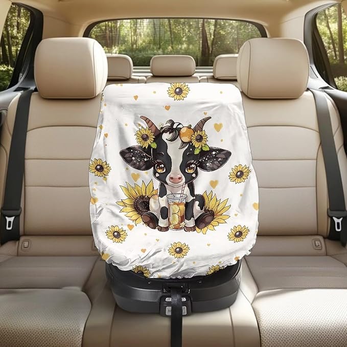 XYZCANDO Cow Print Insulated Car Seat Cover for Baby Cute Baby Car Seat Shade Cover Dustproof Car Seat Sun Cover for Baby Easy to Install Car Seat Covers for Babies Girl Gift for Wife