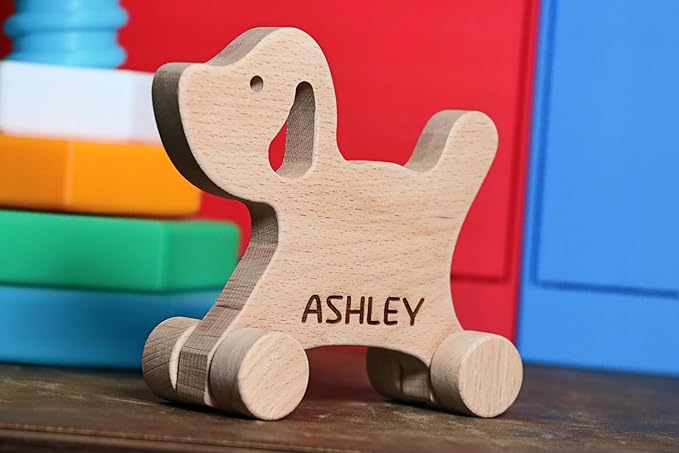 Wooden Turtle Push Toy, Waldorf and Montessori Animal Toy, Personalized Toy Gift, Gift for Baby Shower