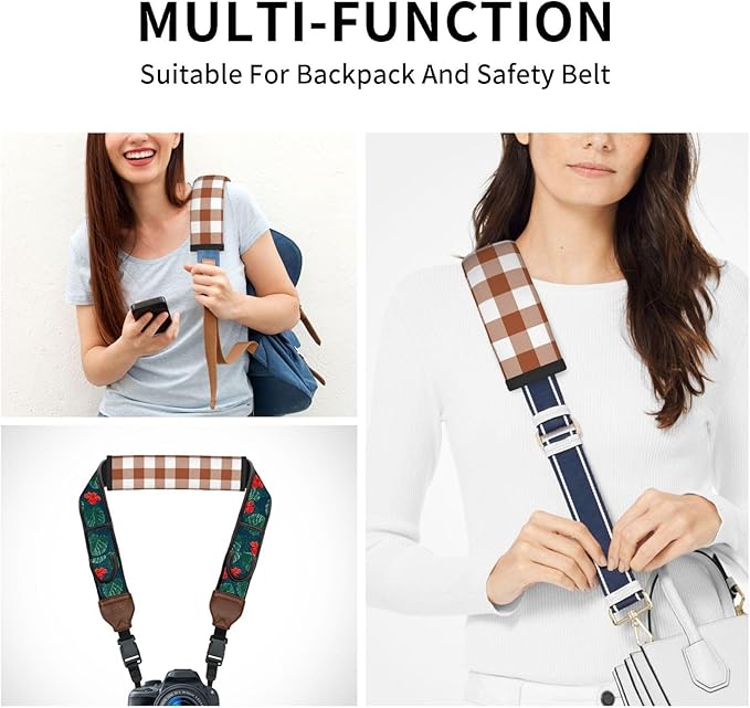 Buffalo Plaid Brown White Seat Belt Cover Fits Cars Trucks SUV Sedans Air Permeability Car Seatbelt Strap Cover, Auto Interior Accessories Protector