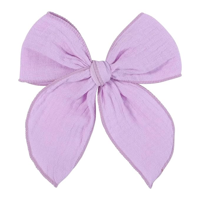 5.5 Inch Purple Fable Hair Bow: Handmade Linen Cotton Hair Clip for Girls - 1 PCS