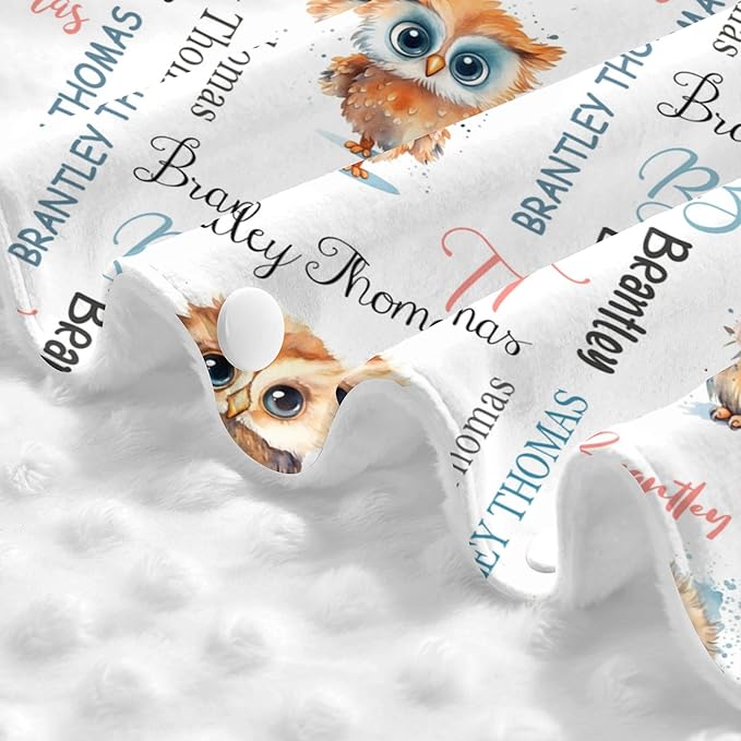Personalized Baby Car Seat Canopy Minky Owl Baby Blanket Custom Name Baby Car Seat Cover Girls Boys Infant Newborn Carseat Canopy Nursing Cover for Stroller Car Seat Canopies
